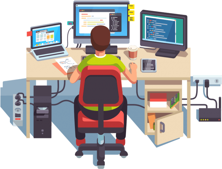 Um personagem programando